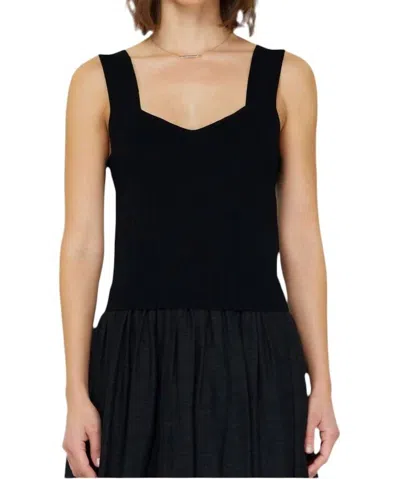 Current Air Sleeveless Sweater Tank In Black