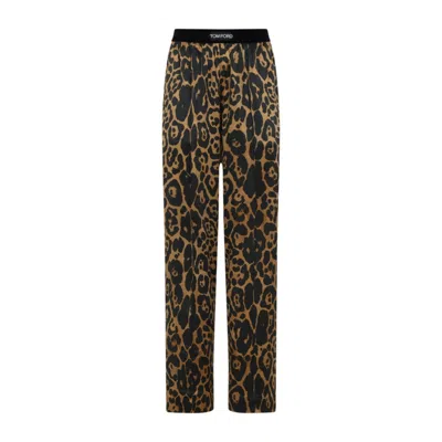Tom Ford Leopard Silk Straight Leg Trousers