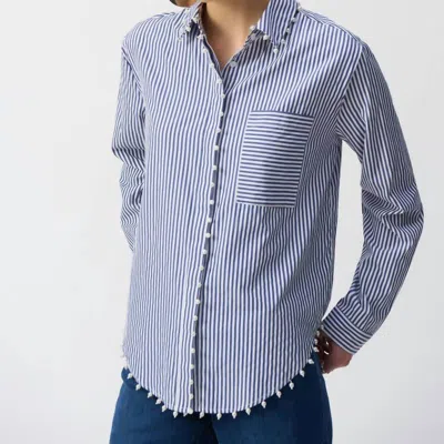 Shop Joseph Ribkoff Women's Casual Button Blouse In Midnight Blue/white