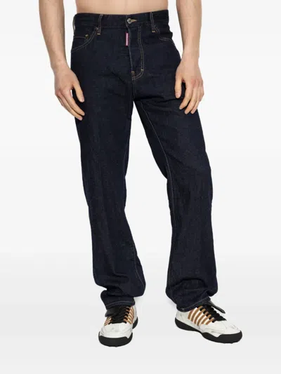 Dsquared2 Straight-leg Cotton Denim Jeans With Logo Detail In Animal Print