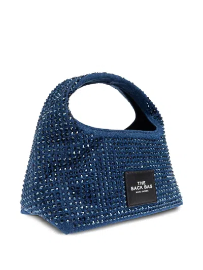 Marc Jacobs The Crystal Denim Mini Sack Bag In Blue