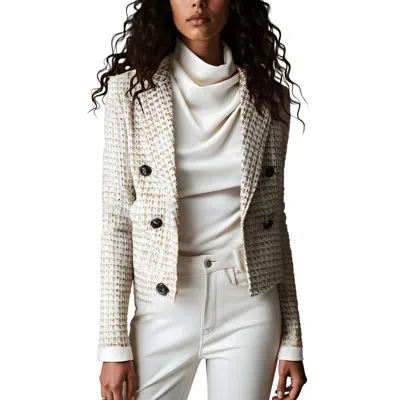 Adrienne Landau Womens Woven Tweed Double-breasted Blazer