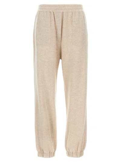 Brunello Cucinelli High Waist Cashmere Joggers In Brown