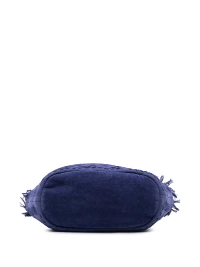 Pre-owned Chanel 2010-2025 Cc Terry Cloth Beach Tote Bag In Blue