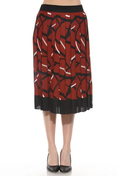 Joseph Ribkoff Abstract Pleated Midi Skirt In Cinnamon/multi