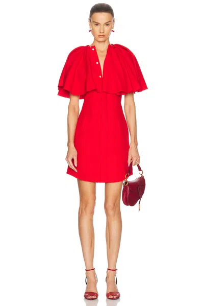 Ami Alexandre Mattiussi Red Wool Shirt Dress With Ruff Red In Poppy