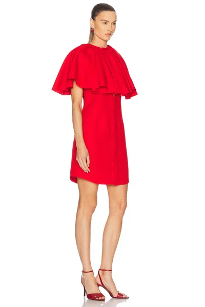 Ami Alexandre Mattiussi Red Wool Shirt Dress With Ruff Red In Poppy