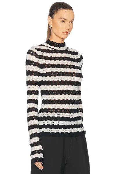 House Of Dagmar Lace Knit Top In Black White