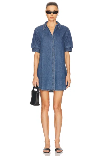 Frame Womens Antonia Play Short-sleeve Denim Midi Dress In Blue