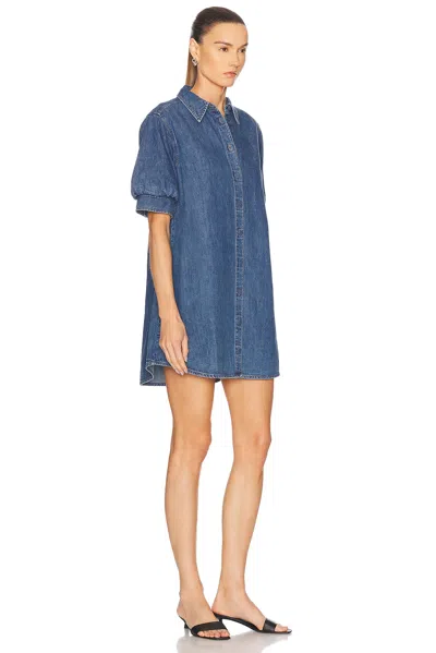 Frame Womens Antonia Play Short-sleeve Denim Midi Dress In Blue
