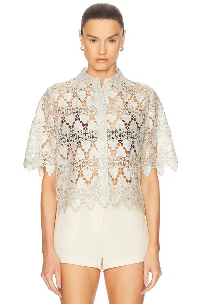 Frame The Lace Button Up Shirt In Soft Mint