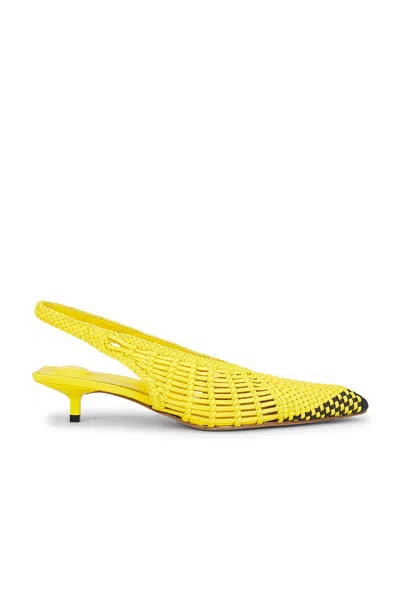Jacquemus Woven Slingback Shoes With Pointed Toe In Yellow
