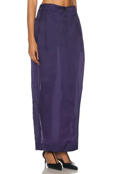 Khaite Lucian Pleated Silk-organza Maxi Skirt In Amethyst