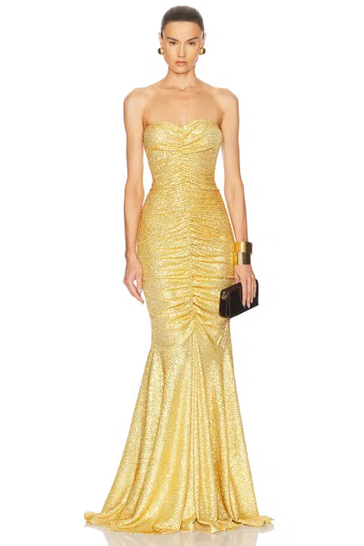 Norma Kamali Strapless Shirred Front Fishtail Gown
