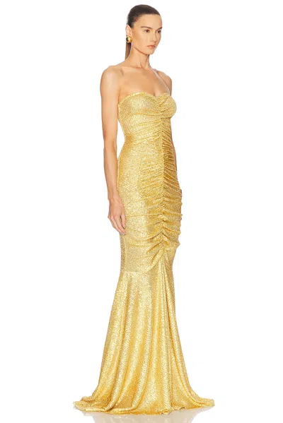 Norma Kamali Strapless Shirred Front Fishtail Gown