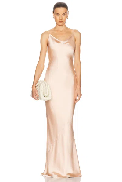 Norma Kamali Maria Draped Satin Maxi Dress In Pink