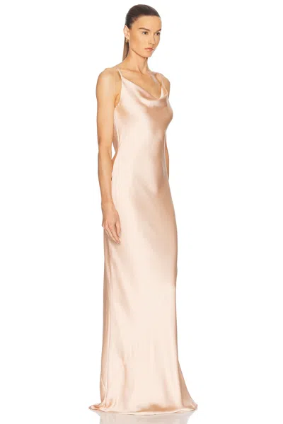 Norma Kamali Maria Draped Satin Maxi Dress In Pink