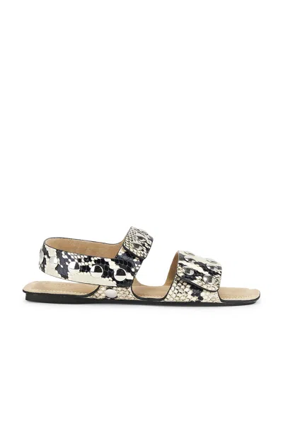 Khaite Boden Sandal In Natural Python-embossed Leather With Studs