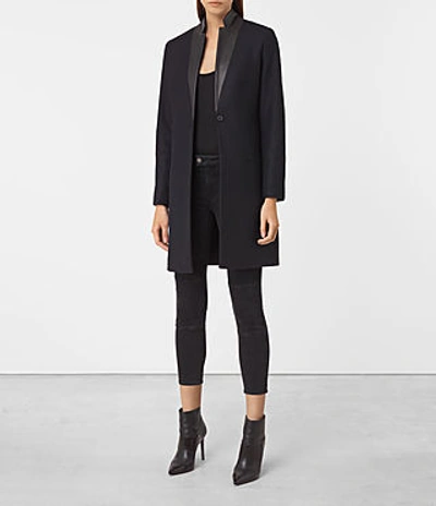 Allsaints Leni Coat In Ink Blue