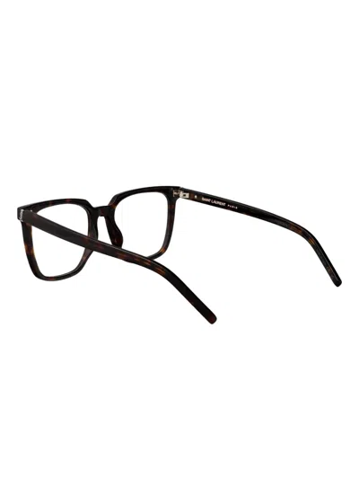 Saint Laurent Havana-havana-transparent Recycled Acetate Glasses In Brown