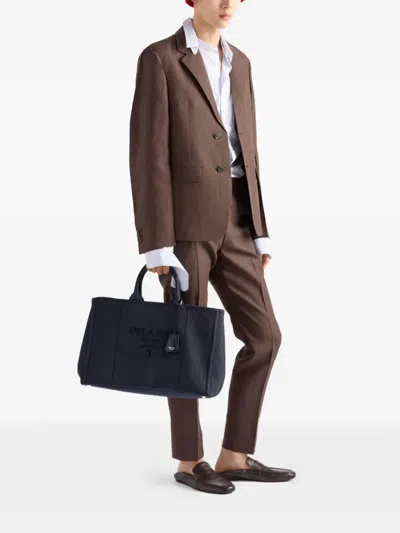 Prada Mens Grey Brand-plaque Saffiano Leather Shoulder Bag