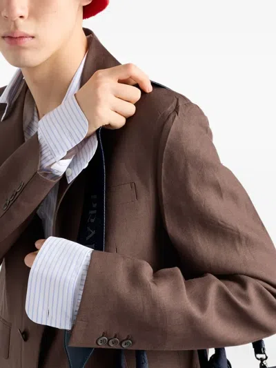 Prada Mens Grey Brand-plaque Saffiano Leather Shoulder Bag