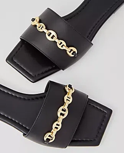Ann Taylor Chain Leather Slide Sandals