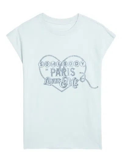 Zadig & Voltaire Womens Cloud Cloe Rhinestone-print Short-sleeve Cotton T-shirt Xs