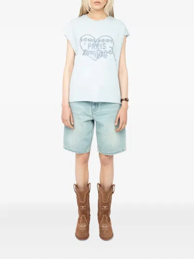 Zadig & Voltaire Womens Cloud Cloe Rhinestone-print Short-sleeve Cotton T-shirt Xs