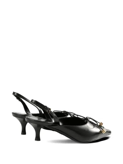 Givenchy Lace-up Slingbacks In Leather In Black