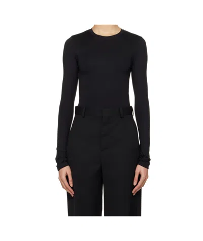 Wardrobe.nyc Fitted Crew Neck Long Sleeve T-shirt In Black