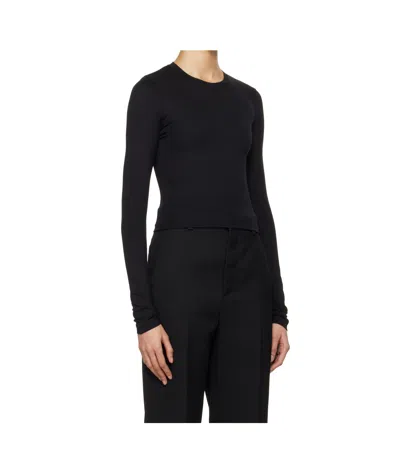 Wardrobe.nyc Fitted Crew Neck Long Sleeve T-shirt In Black