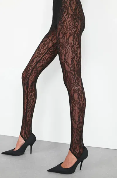 Wardrobe.nyc Wardrobe. Nyc Lace Stirrup Leggings Black In Black