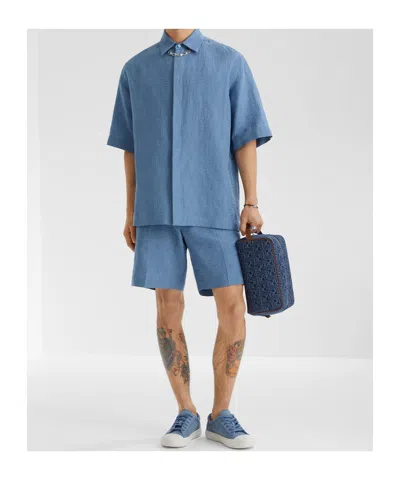 Fendi Light Blue Jacquard Ff Bermuda