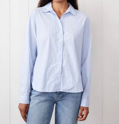 Stateside Iberus Stripe Poplin Slit Back Shirt In Clear Sky Stripe