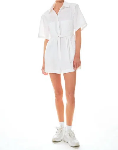Grey Lab Shoulder Pad Shirt Romper In White