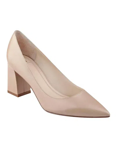 Marc Fisher Zala Block Heel Pointy Toe Pump In Light Natural