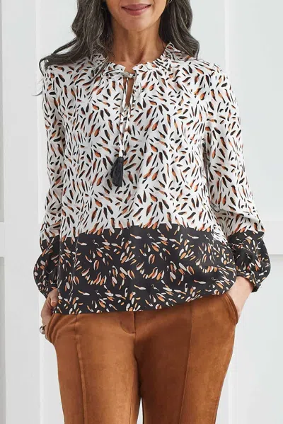 Tribal Patterned Blouse With Tassels In Baked Clay