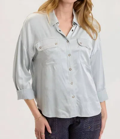 Xcvi Baris Snap Up Shirt In Sea Wind Pigment