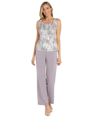 R & M Richards 1052 Mother Of The Bride Long Formal Pant Suit Jacket Set In Gray