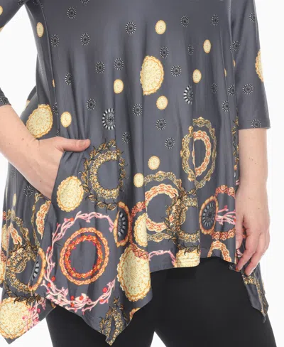 White Mark Plus Size Printed Flowy Hem Swing Top In Multi