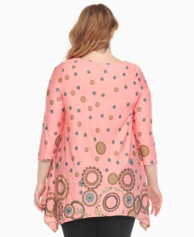 White Mark Plus Size Printed Flowy Hem Swing Top In Pink