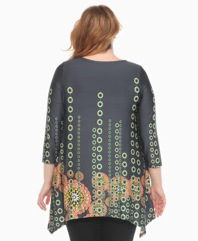 White Mark Plus Size Printed Flowy Hem Swing Top In Multi