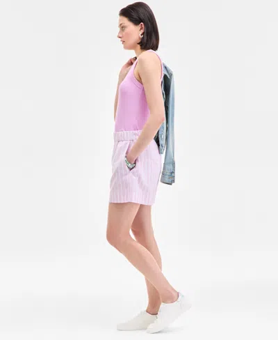 On 34th Women's Multi Stripe Pull-on Shorts, Exclusively At Macy's In Pink