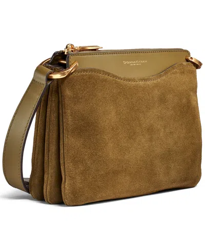 Donna Karan Glenwood Zippered Suede Crossbody With Beaded Tassel Detail