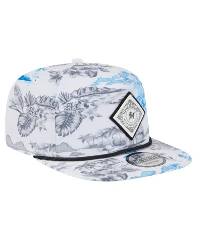 New Era Men's White Miami Marlins Printed Island Golfer Snapback Hat