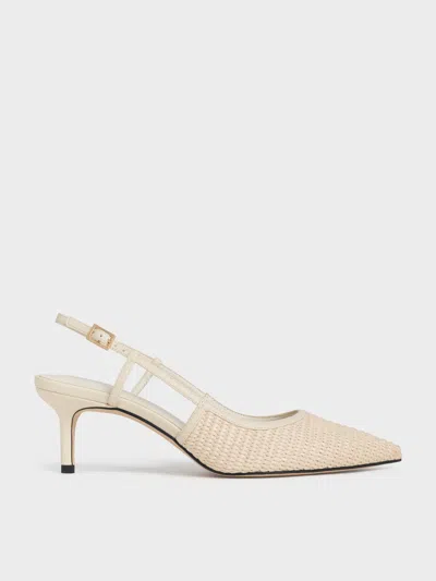 Charles & Keith - Raffia Pointed-toe Slingback Pumps