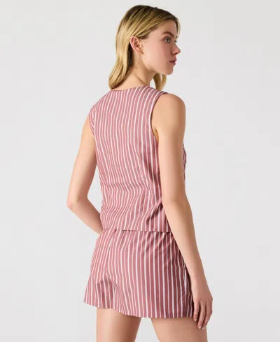 Steve Madden Womens Aliza Striped Tie Front Top Malena Striped Pull On Shorts In Pink