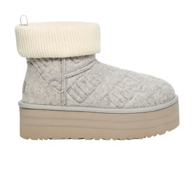 Pre-owned Ugg Wmns Classic Mini Platform Felted Boot 'grey'