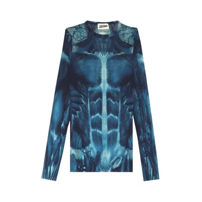 Pre-owned Jean Paul Gaultier Ecorche Mesh Printed Long-sleeve 'blue/light Blue/white'